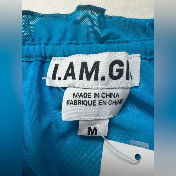 I.AM.GIA. Bindi Cropped Wrap Top Electric Blue Mesh Size M Short Sleeve - Picture 7 of 8